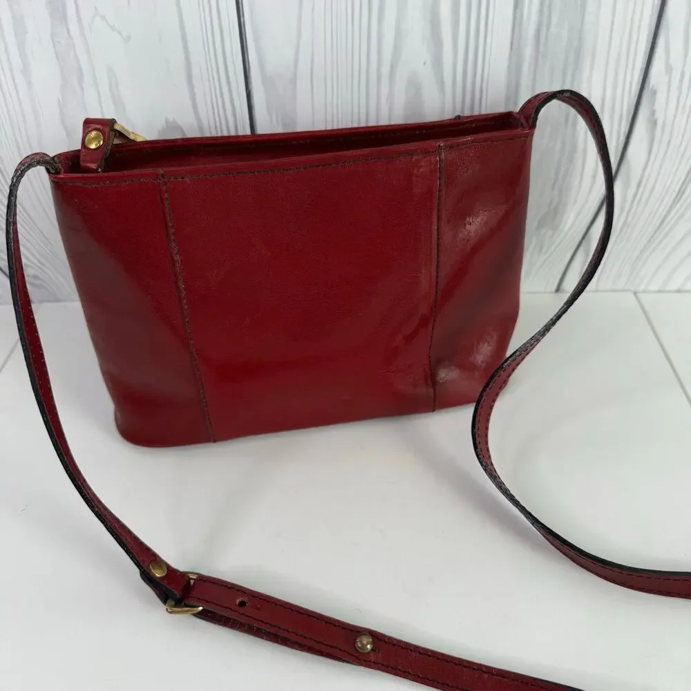 Vtg Brahmin Crossbody Bag Small Red Leather Shoulder Purse Zip Top Side Pocket